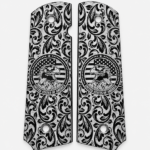 Engraved Black & Silver Handgrip .45 Pistol 1911