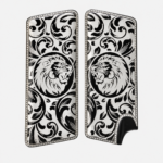 Silver & Black Lion Engraved Decorative Grip .30 Pistol